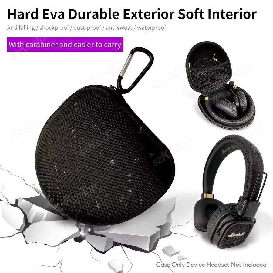 SZKOSTON Harte EVA Aufbewahrungstasche für Marshall Monitor MIDanc MAJOR III Bluetooth On-Ear-Kopfhörer in Schwarz - Bild 2