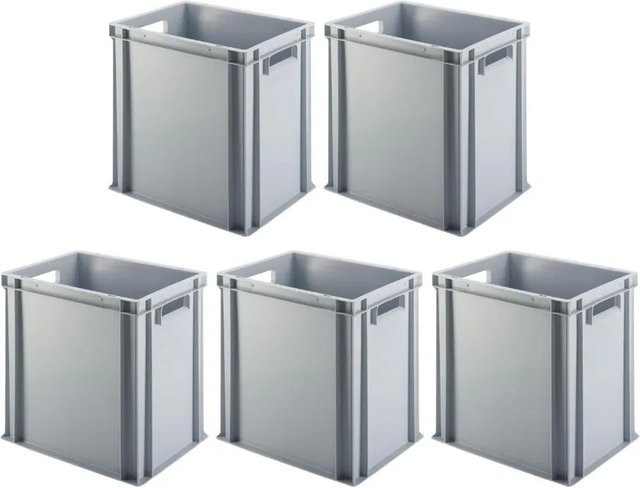 PROREGAL SparSet 5x Eurobox Transportboxen mit offenem Griff, Grau, H x B x T: 40 x 30 x 40 cm - Bild 1