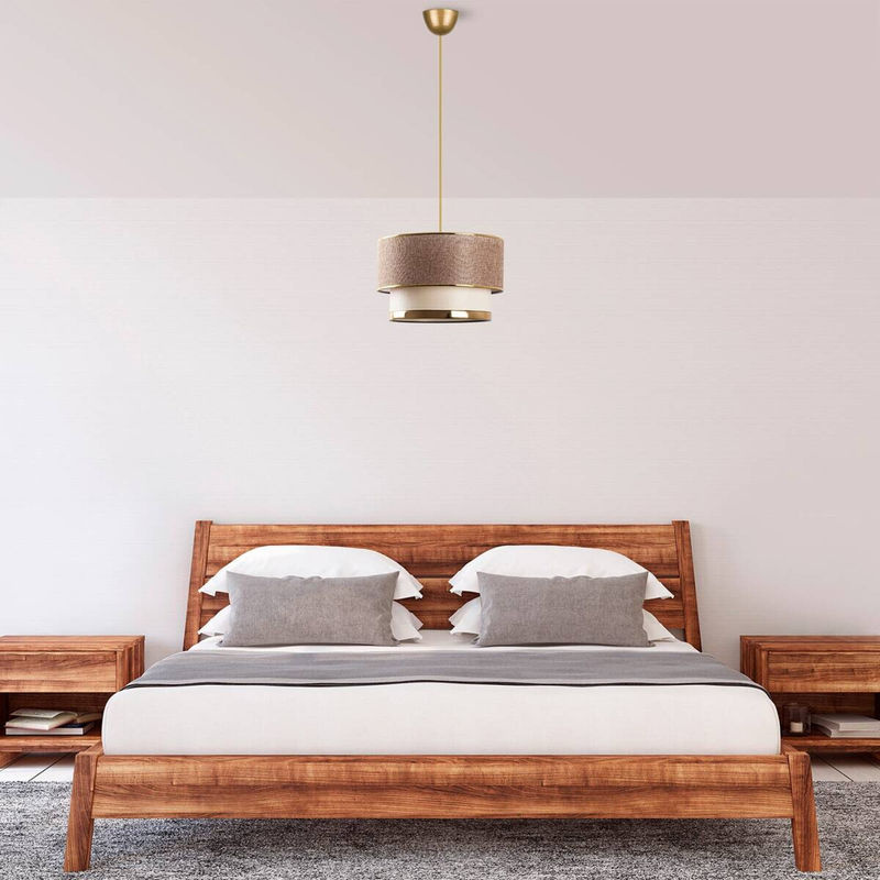 Opviq Pendelleuchte Cake in Gold und Beige aus Metall und Baumwolle, B/T/H: 30 x 30 x 65 cm, E27, 3 Fassungen - Bild 3