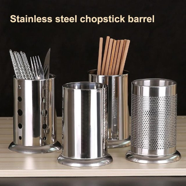 HOUKEA Besteckhalter aus Edelstahl in Silber zur Aufbewahrung von Löffeln, Gabeln und Stäbchen - Bild 1