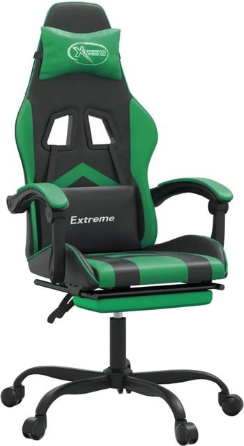 vidaXL Gaming-Stuhl Modell 7 mit Fußstütze in Schwarz-Grün aus Kunstleder - Bild 1
