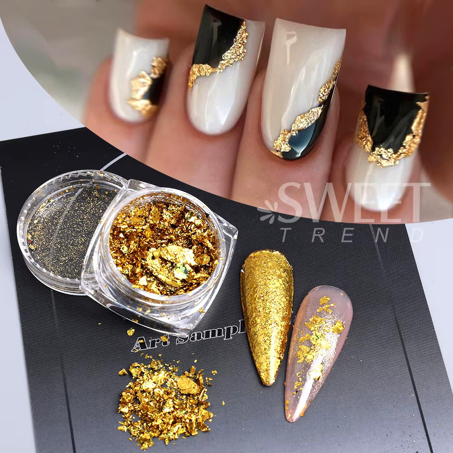 Sweet Trend Nagel Folien Pailletten, Gold Silber Aluminium, Unisex - Bild 2