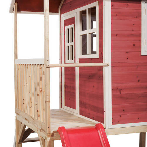 EXIT Toys Loft 300 Holzspielhaus Spielturm, rot, B/H/T: 190 x 215 x 269 cm - Bild 3