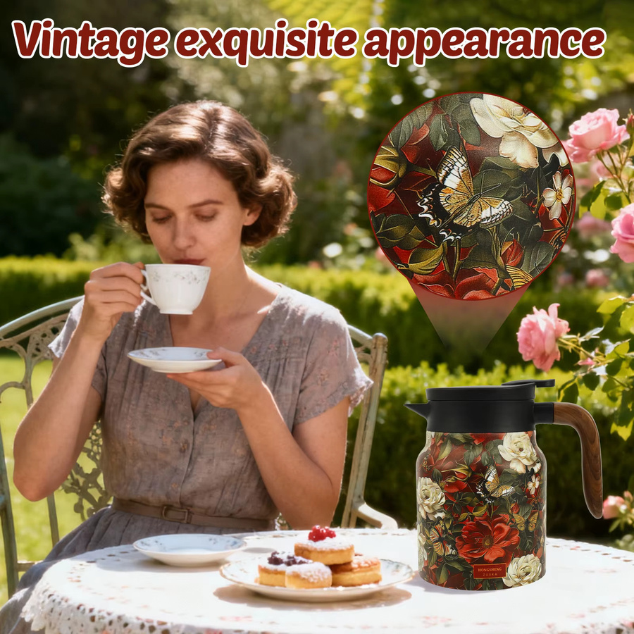 Willstar Vintage Teekanne mit floralem Design und Edelstahl-Teesieb in Multicolour - Bild 3