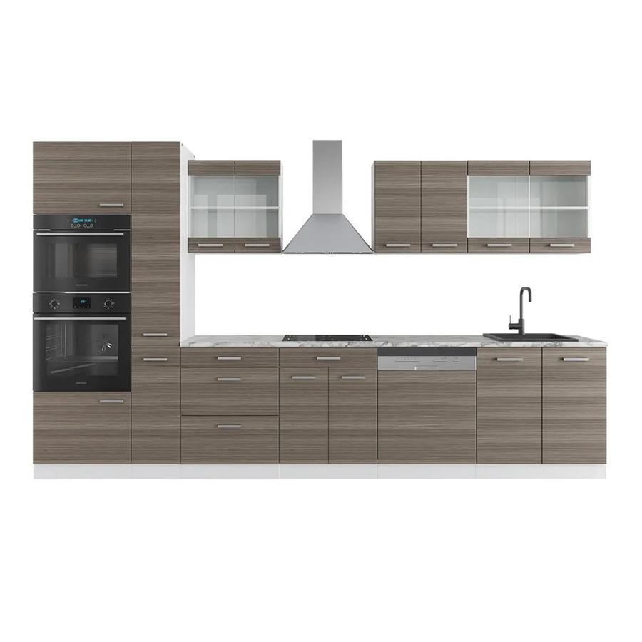 Vicco Küchenzeile R-Line in Weiß und Edelgrau mit Marmor Arbeitsplatte, Breite: 350 cm - Bild 3
