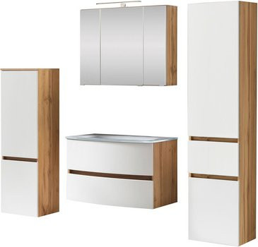 HELD MÖBEL Waschtisch-Set KOPENHAGEN in Weiss, 7-teilig, modern mit LED-Beleuchtung und Soft-Close-Türen, B/H/T: 180 x 40 x 35 cm - Bild 1
