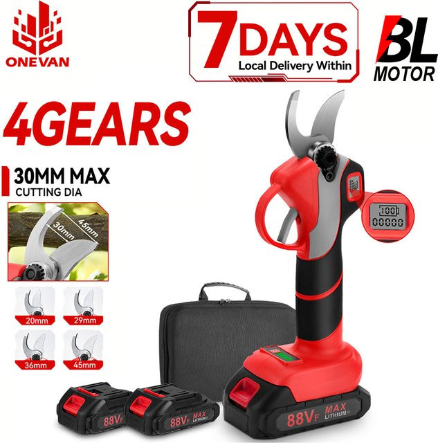 ONEVAN 4Gears Bürstenlose elektrische Gartenschere in Rot für Makita 18V LXT Akkus mit 30mm Schneidkapazität - Bild 1