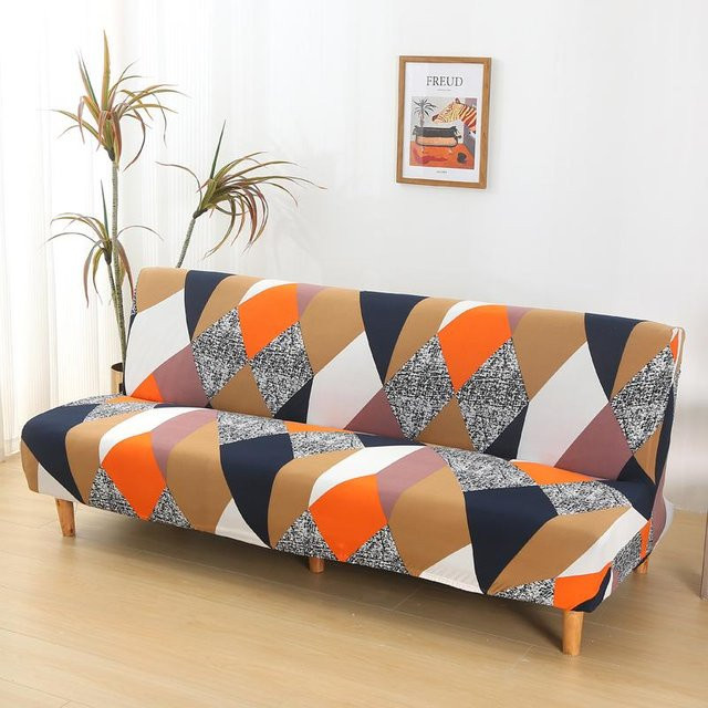 Lanmolife Ärmellose Futon-Sofa-Betthülle aus Spandex mit Grafikprint, Waschbare Stretch-Abdeckung für Klappsofas, Multicolour, Größe M (155-185 cm) - Bild 1