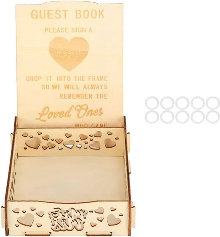 Tooarts Holz Gästebuch Box und Kartenhalter in Braun und Beige für Hochzeit und Geburtstag, Rustikaler Design-Geschenkehalter für romantische Anlässe - Bild 1