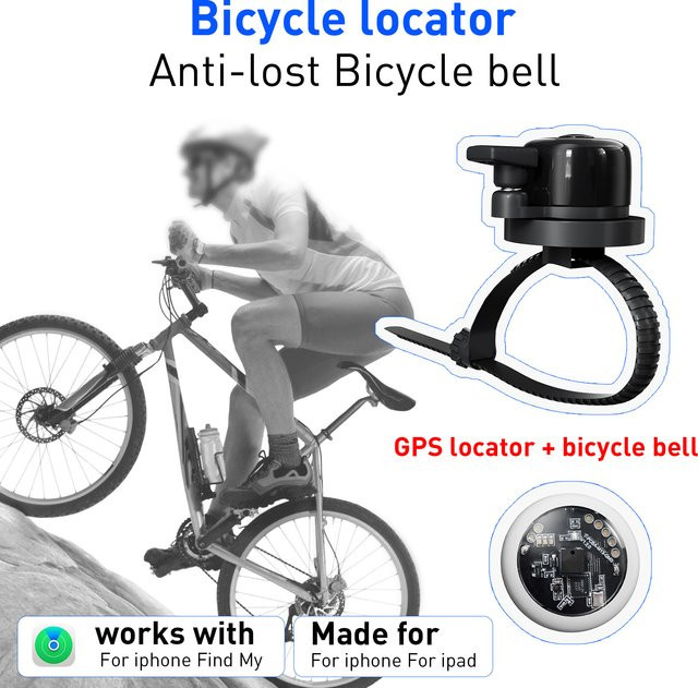 MOSON GPS-Fahrrad-Tracking-Glocke in Schwarz mit iOS Wo ist Funktion als Mini-Ortungsgerät für Diebstahlschutz und Haustier-Positionierung - Bild 1