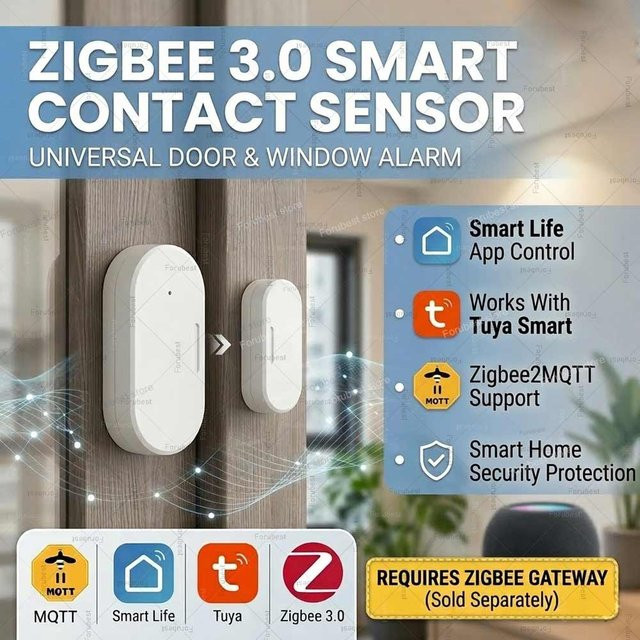 Tuya Zigbee Tür- und Fenstersensor Einbruchmelder Magnetkontakt in Weiß für Smart Life und MQTT Smart Home - Bild 1