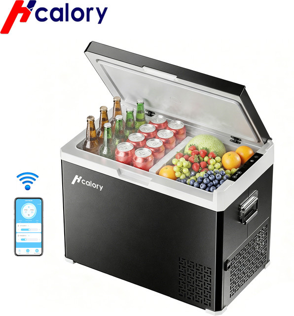 Hcalory Tragbarer Auto-Kühlschrank mit APP-Steuerung und Kompressor für Camping und Auto, Dual-Zone-Gefrierschrank DC12V/24V/220V - Bild 1