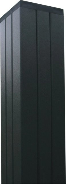 GartenLand Steckzaunpfosten aus Aluminium in Anthrazit mit 2 Nuten für Steckzaunelemente inklusive Pfostenkappe, B/T/H: 6,8 x 6,8 x 239 cm - Bild 1