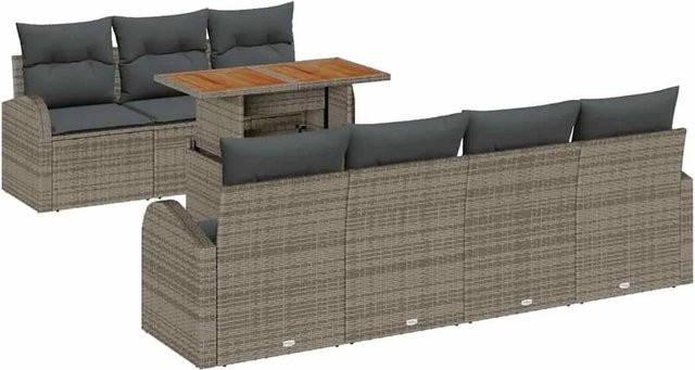 vidaXL Garten-Sofa-Set mit Kissen 8-teilig in Grau aus Holz und Stahl - Bild 1