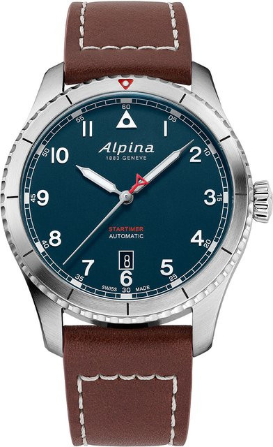 Alpina Startimer Pilot Automatik, Edelstahl, Leder, 41 mm, Herren - Bild 1