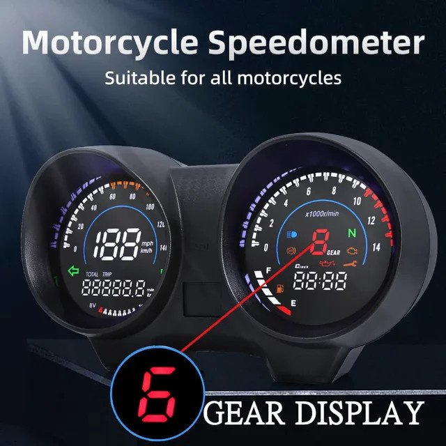 RYSJM HD Upgrade LED Digital Dashboard Tachometer mit RPM Meter und Kraftstoffanzeige in Schwarz für Honda CG150 und Titan150 - Bild 1