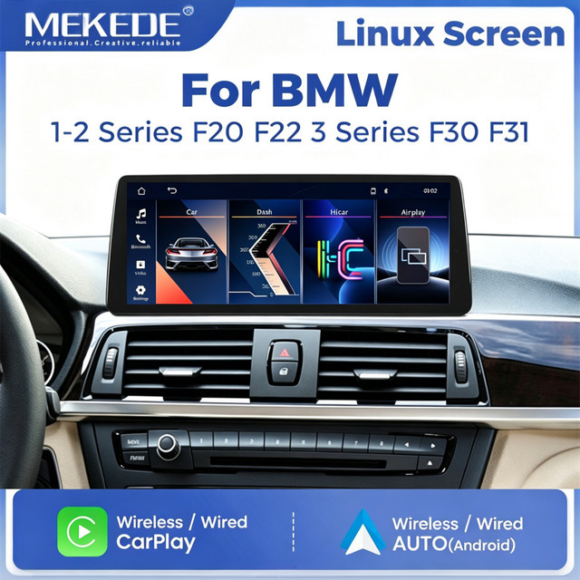 MEKEDE 12,3 Zoll 2K Multimedia-Display Autoradio mit Touchscreen für BMW 1er F20 F21 2er F22 3er F30 F31 4er F32 F33 F34 F36 NBT-System in Schwarz mit Wireless CarPlay und Android Auto Unterstützung - Bild 1