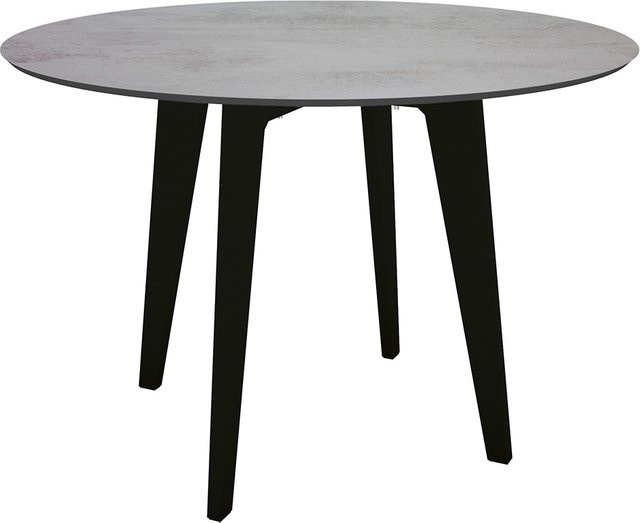 Stern Tisch Silverstar 2.0 mit Tischplatte Zement hell, Durchmesser: 110 cm, Aluminium schwarz matt - Bild 1