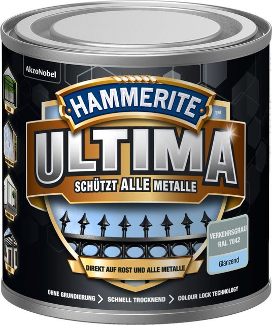 Hammerite Ultima Premium Metall-Schutzlack glänzend Verkehrsgrau 250 ml - Bild 1