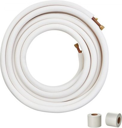 VEVOR Mini Split Line Set Kupferrohr-Verbindungssatz mit dreilagiger Isolierung, 15,24 m Länge, Durchmesser 9,5 mm und 15,9 mm, Farbe Weiß - Bild 1