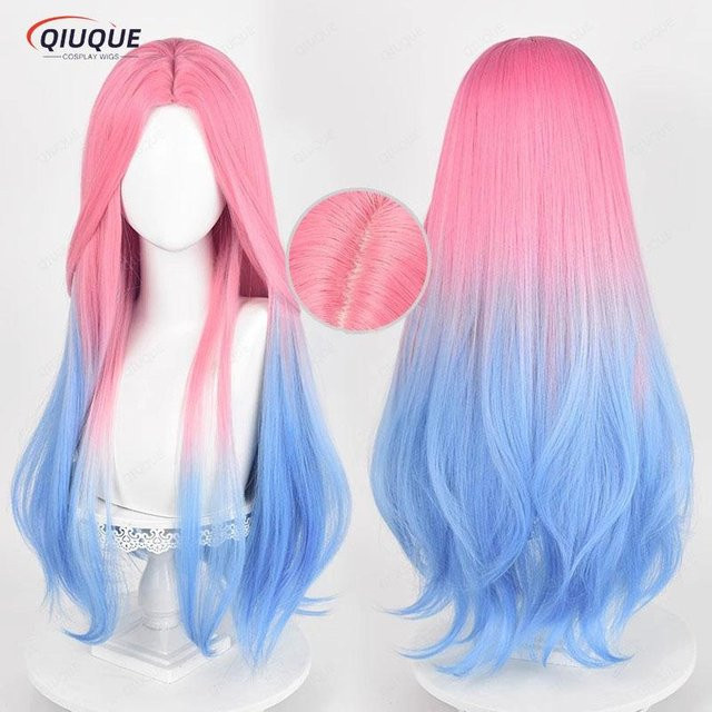 Anime Mizi Cosplay Perücke, Rosa Blau Gradient, Synthetisch, One Size - Bild 1