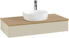 V&B Waschtischunterschrank Antao ohne Frontstruktur in Eiche Honig braun lackiert, B/T/H: 100 x 50 x 19 cm - Bild 1