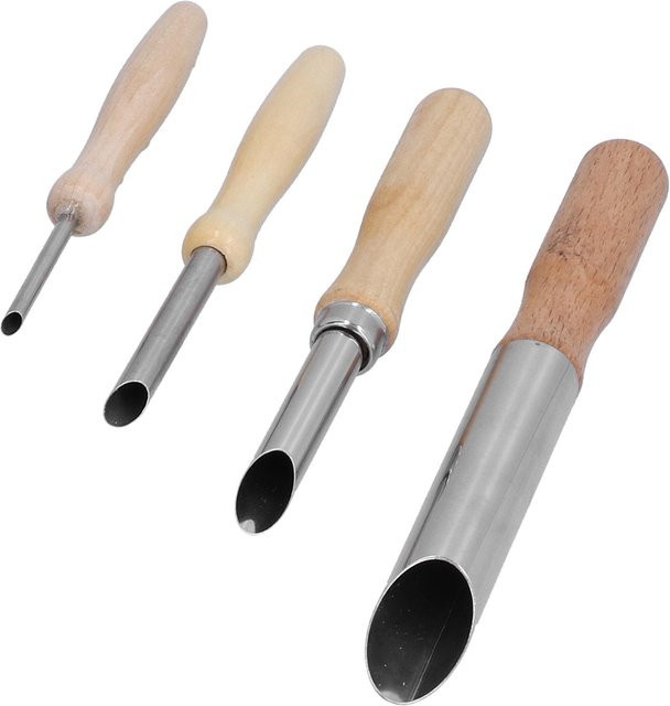 Shoemst 4er Set Tonlochschneider aus Edelstahl und Keramik mit Holzgriff in Silber - Bild 1
