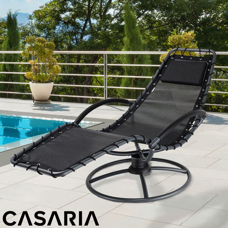 CASARIA Relaxliege Eve Anthrazit mit Schaukelfunktion und verstellbarer Kopfstütze aus Textilene und Stahl - Bild 2