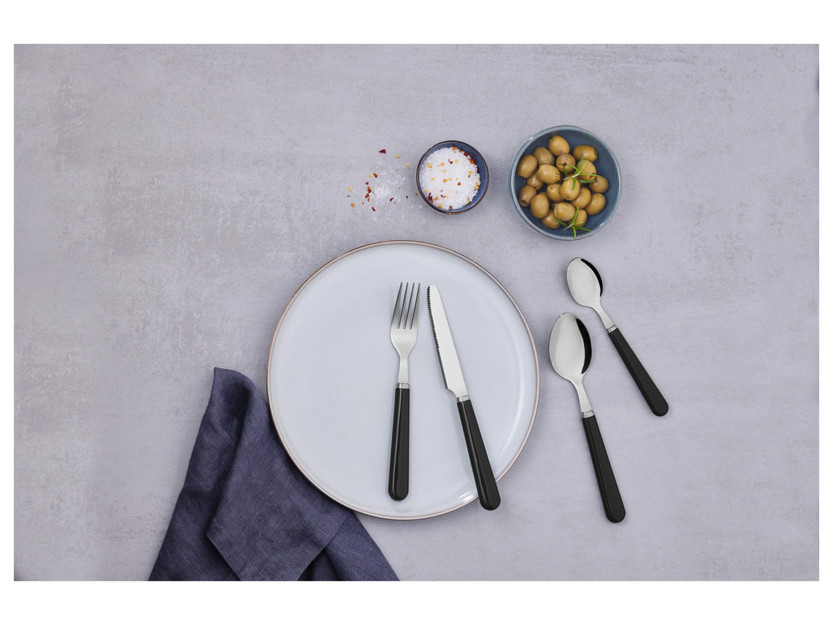 LIVARNO HOME Besteck-Set aus Edelstahl und Kunststoff, 24-teilig, Schwarz - Bild 2