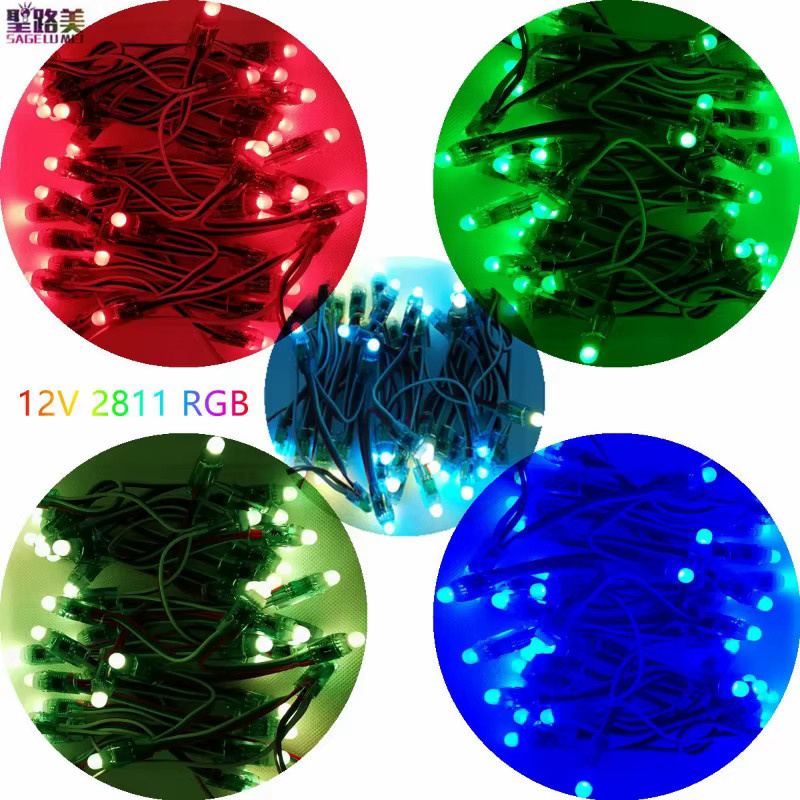50er Set SAGE LU MEI adressierbare WS2811 LED Module, RGBIC Pixel Licht String, wasserdicht, Multicolor, 12mm - Bild 3