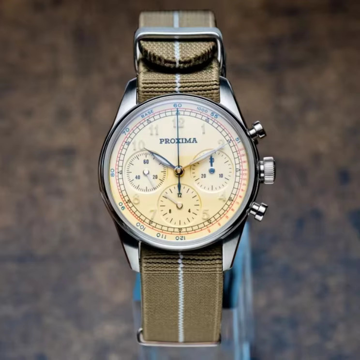 Proxima Chronograph, Herren, Edelstahl, Handaufzug, 39 mm, Silber - Bild 2