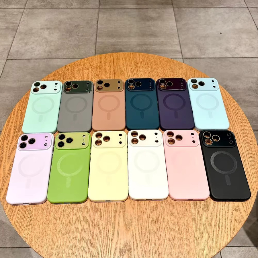 Stoßfeste Silikon Schutzhülle für Apple iPhone 12 bis 17 Pro Max mit magnetischer Aufladung und Fensterlinsenschutz in Pink - Bild 3