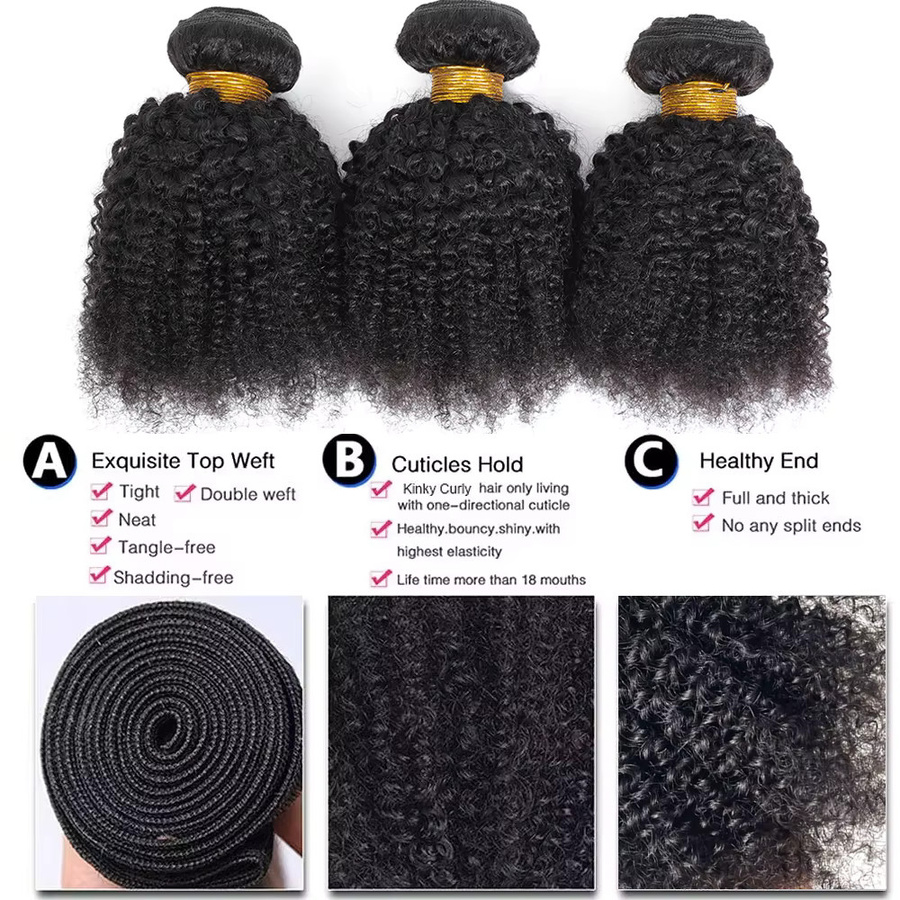 Dula A Hair Afro Kinky Curly Echthaar-Bündel, Unbehandeltes Jungfrauenhaar - Bild 3