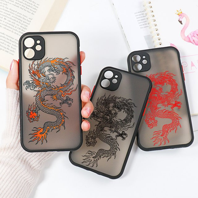 Kardeem Matte Drachen Schutzhülle für iPhone 11 12 13 14 15 Pro Max Plus Mini XR XS Transparent - Bild 1