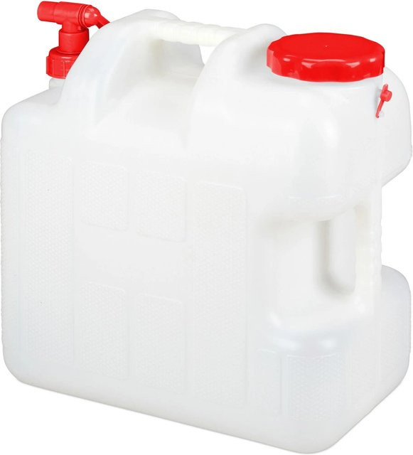 Relaxdays Wasserkanister aus PE/PP in Weiß mit Hahn 25 l - Bild 1