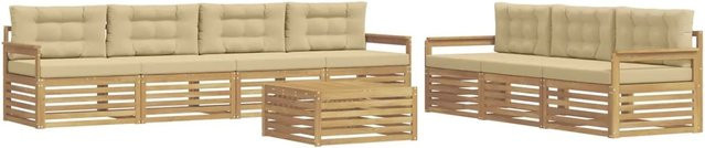 vidaXL Outdoor-Sofagarnitur aus Akazienholz mit 8 Teilen in Weiß und Beige, B/T/H: 79 x 79 x 37 cm - Bild 1