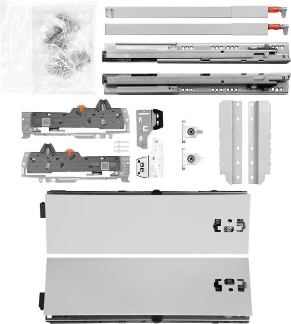 Blum Tandem Blum Schubladenschienen Set mit Reling in Grau, Höhe: 115 cm, Breite: 60 cm, NL: 350 mm, Tragkraft: 30 kg - Bild 1