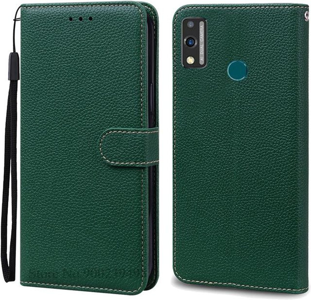 Lederhülle Brieftasche Flip Case für Honor 9X Lite JSN-L21 JSN-L22 JSN-L23 in Dunkelgrün - Bild 1