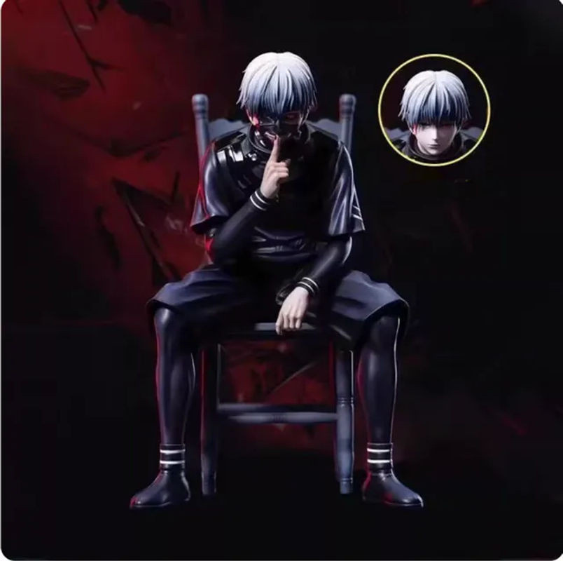 Bandai Tokyo Ghoul Kaneki Ken Actionfigur in Schwarz, Sitzende Version mit Stuhl, PVC Modellpuppe, Höhe: 17 cm - Bild 1