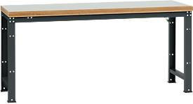 Manuflex Werkbank Profi Standard in Anthrazit mit Kunststoff-Tischplatte B: 200 cm, T: 70 cm, H: 84 cm - Bild 1