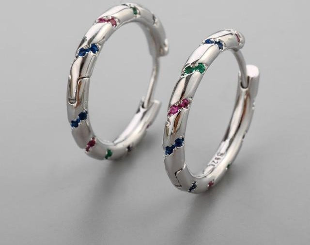YIRAN Jewelry Creolen 925 Silber, Zirkonia, Damen - Bild 1
