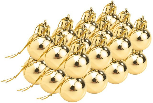 Othmar Decorations Weihnachtskugeln aus Kunststoff in Gold-Glänzend, 24 Stück mit Aufhängebändchen - Bild 1