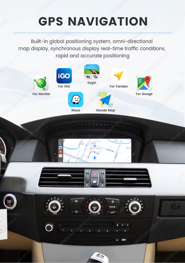 MEKEDE Linux-System Auto-Multimedia-Video-Touchscreen mit 9,3 Zoll Display, kabelloses CarPlay und Android Auto, GPS-Navigation und Bluetooth, Schwarz, passend für BMW 3er und 5er Serie E90 E91 E92 E60 E61 E63 E64 CCC CIC - Bild 2