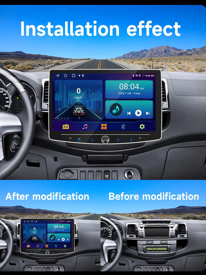 ESSGOO Android 15 Autoradio mit 10,1 Zoll drehbarem Touchscreen, 64GB oder 128GB Speicher, kabelloses CarPlay, GPS, Bluetooth, WiFi und MIC in Schwarz - Bild 7