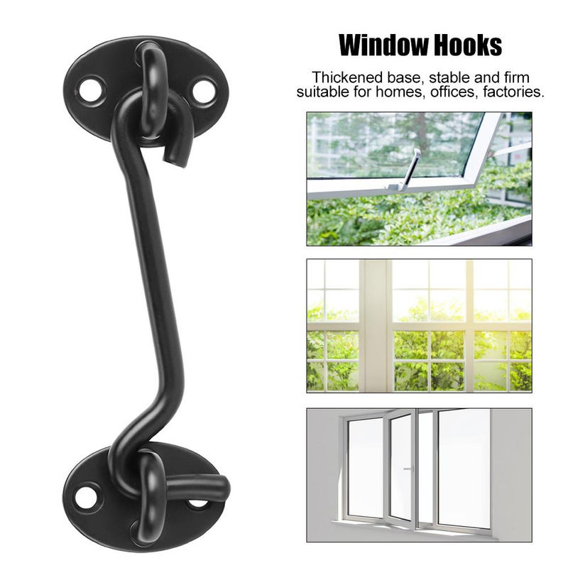 OutsideWorld Hüttenhaken Set aus Edelstahl in Schwarz als Tür- und Fensterriegel Beschlagzubehör - Bild 2