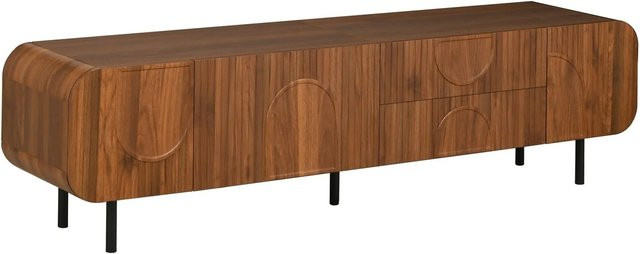 okwish TV Schrank im Mid-Century Design mit 3 Türen und 2 Schubladen in Braun, B/T/H: 180 x 40 x 47,5 cm - Bild 1
