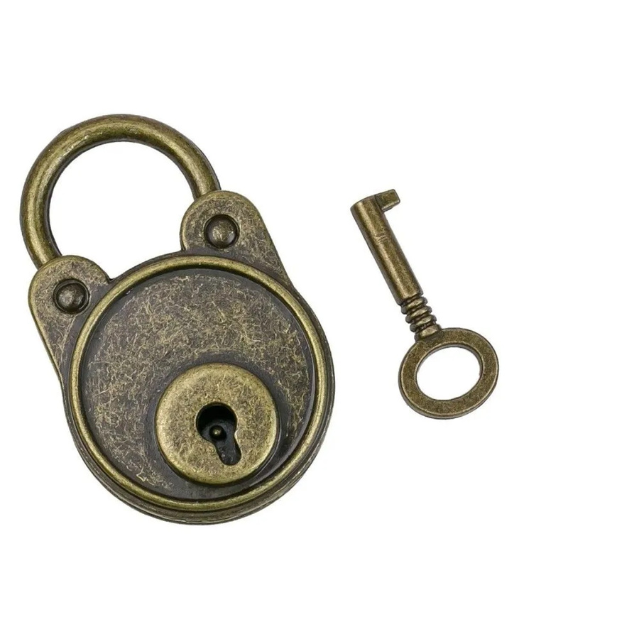 HMF Vintage Deko Vorhängeschloss mit Schlüssel in Bronze, B/T/H: 48 x 30 x 10 cm - Bild 2