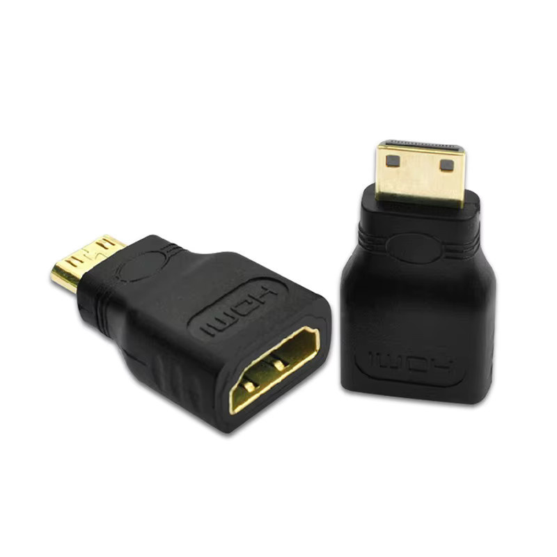 FVJVYE Mini HDMI auf Standard HDMI Adapter Set, vergoldete Konverter Buchse auf Stecker Verlängerungskabel für 1080P, Schwarz - Bild 2