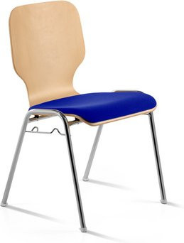 Mayer Sitzmöbel Stapelstuhl blau mit Buchenholz und Chromgestell B/T/H: 53 x 50 x 82 cm - Bild 1