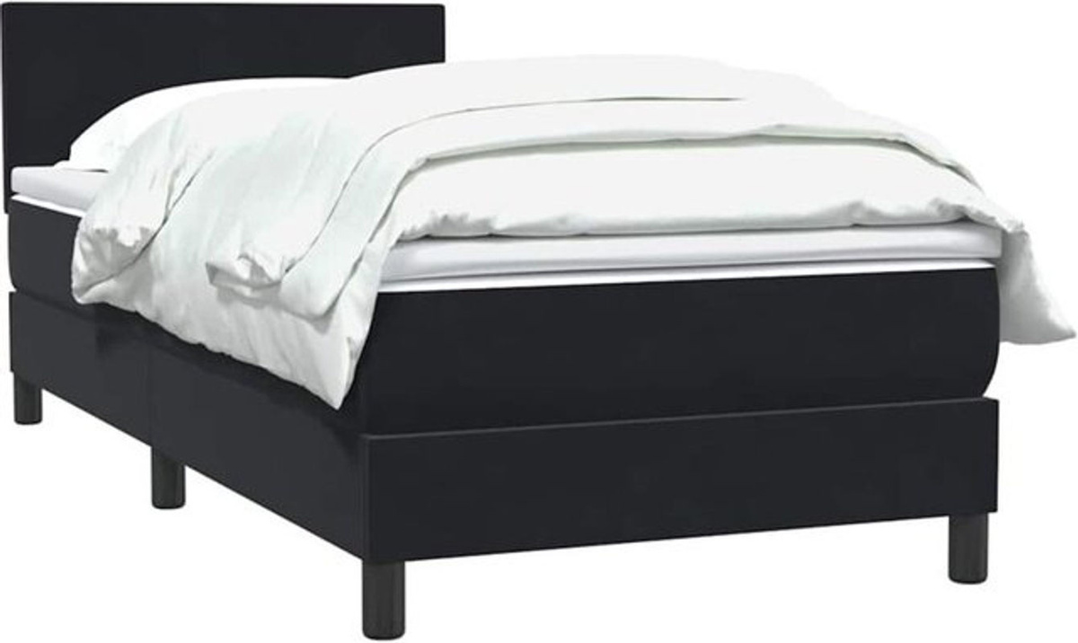 vidaxl Boxspringbett mit Matratze aus Samt in Schwarz, B/T/H: 90 x 210 cm - Bild 1